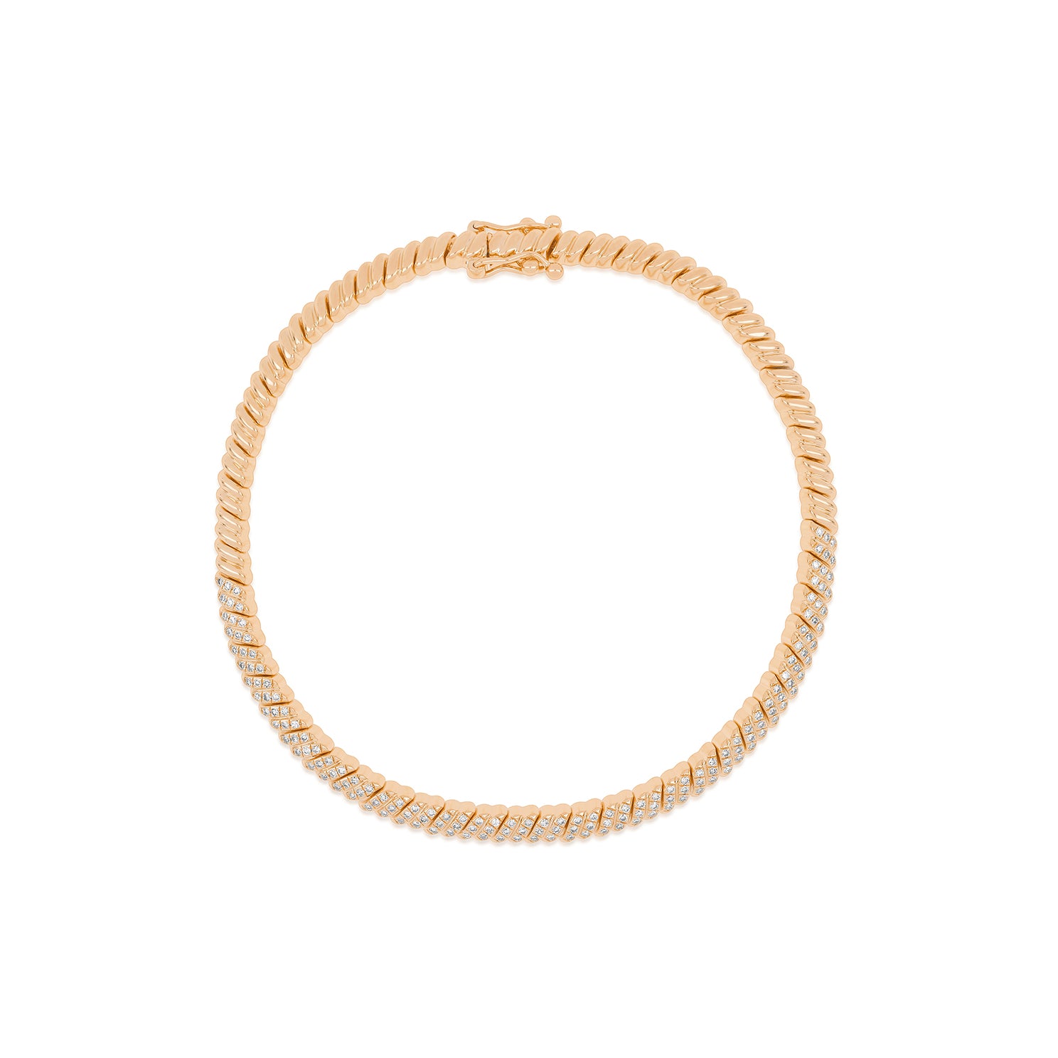 14K Rose Gold Diamond Twist Bracelet