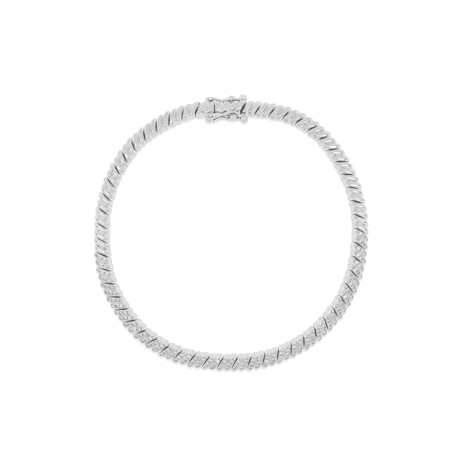 Diamond Twist Bracelet in 14k white gold