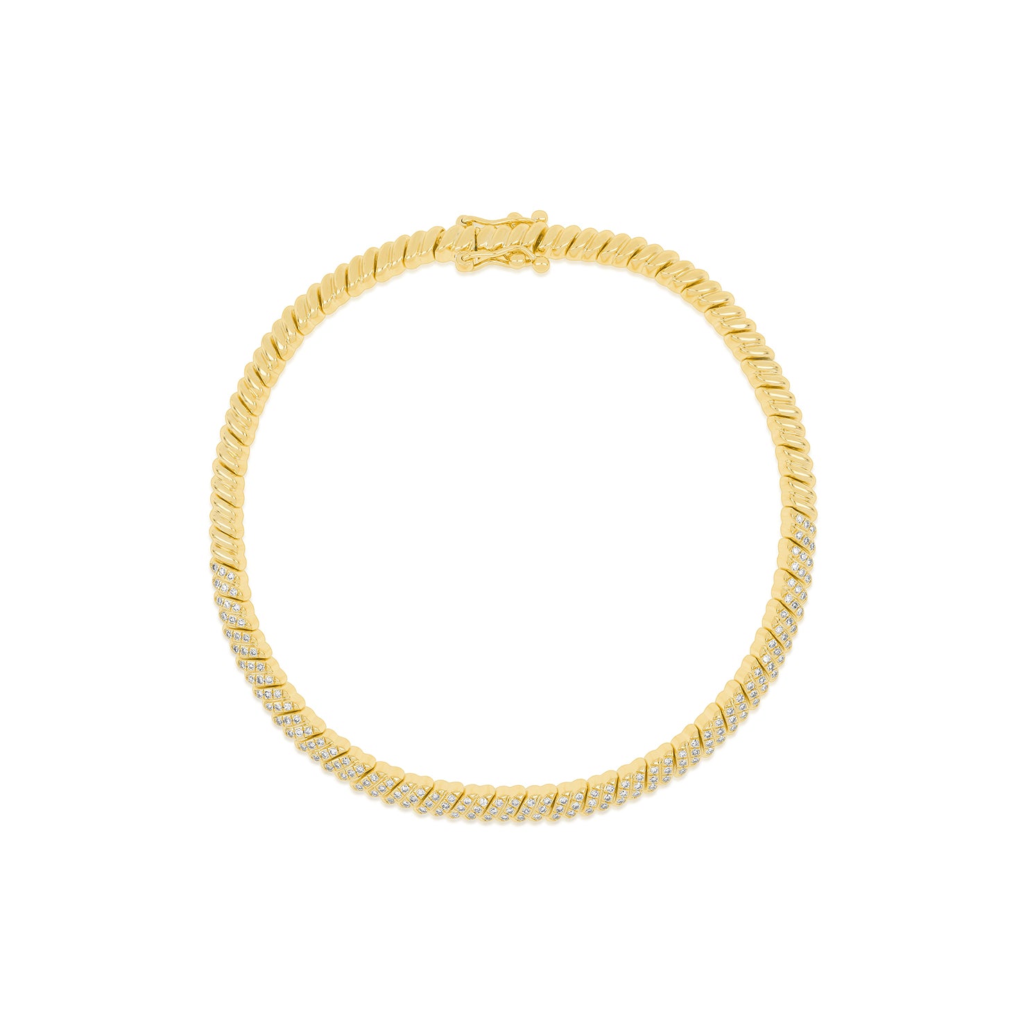 14K Yellow Gold Diamond Twist Bracelet