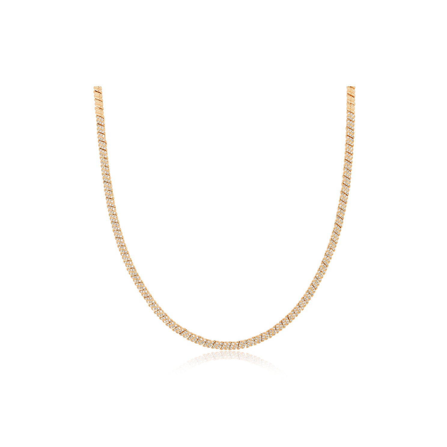 Diamond Twist Eternity Necklace in 14k rose gold