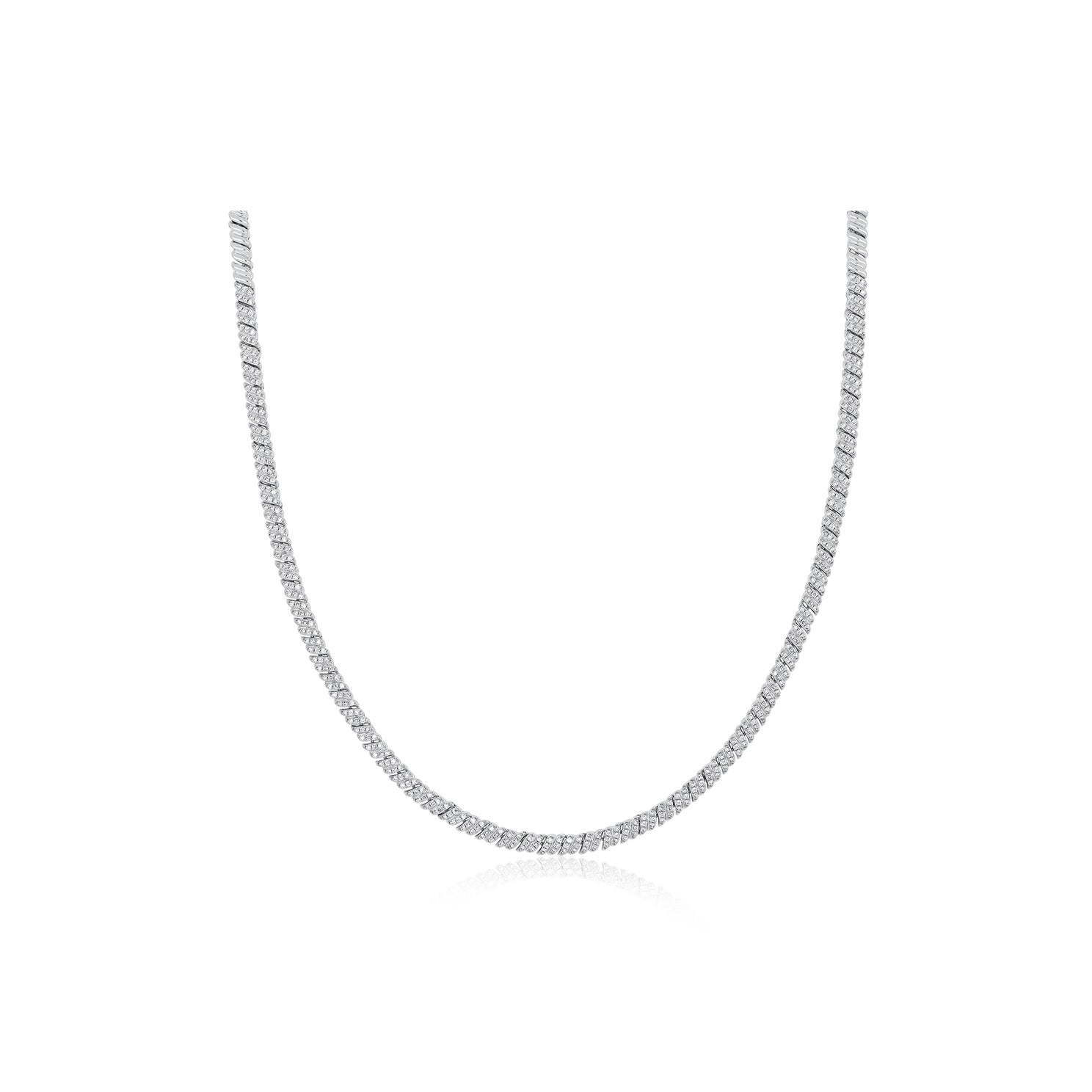 Diamond Twist Eternity Necklace in 14k white gold