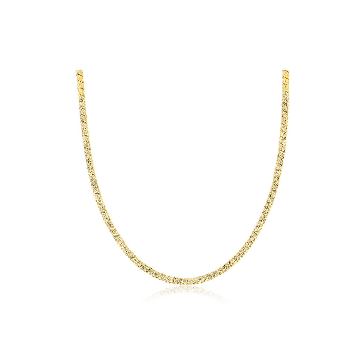 Diamond Twist Eternity Necklace in 14k yellow gold