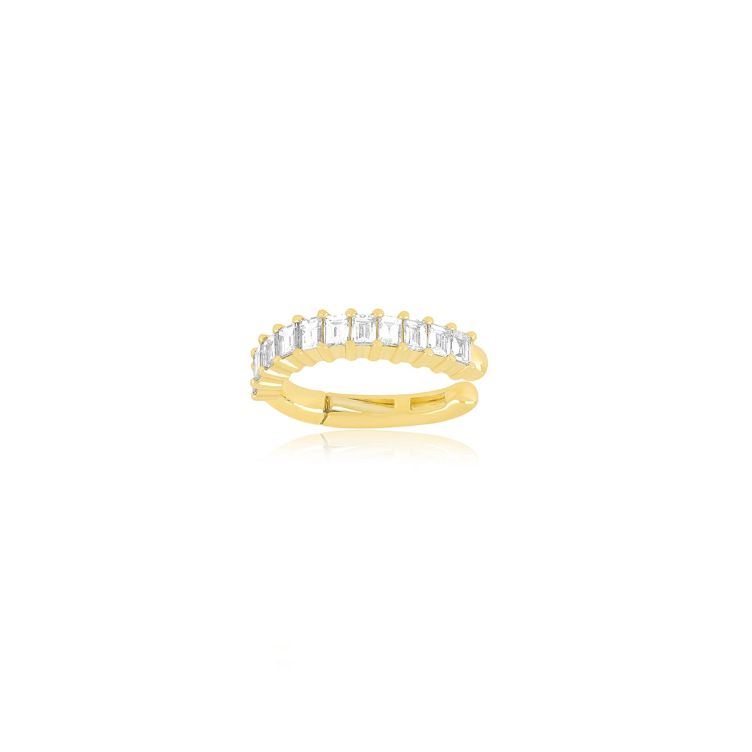 Prong Set Diamond Baguette Ear Cuff in 14k yellow gold