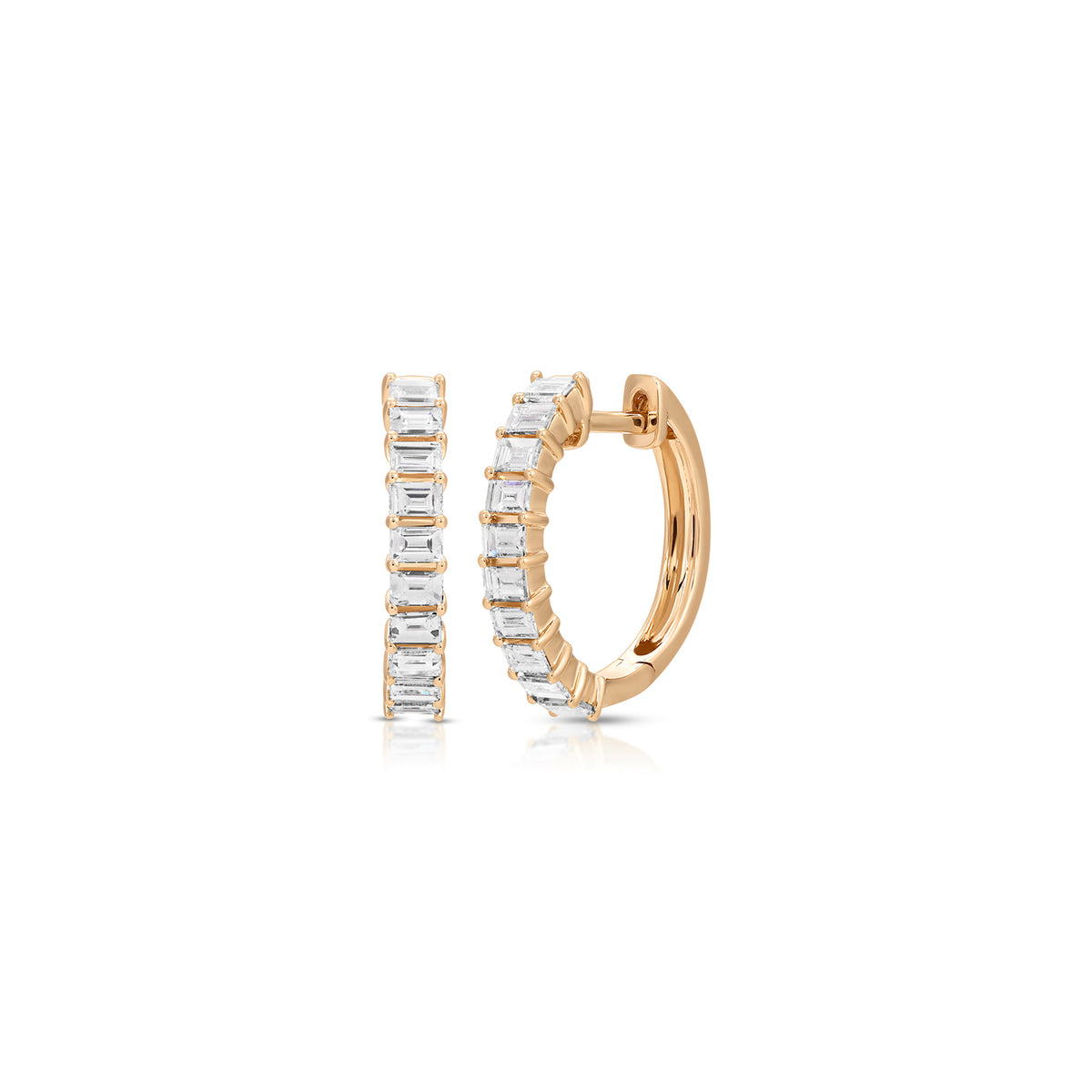 Prong Set Diamond Baguette Hoop Earrings