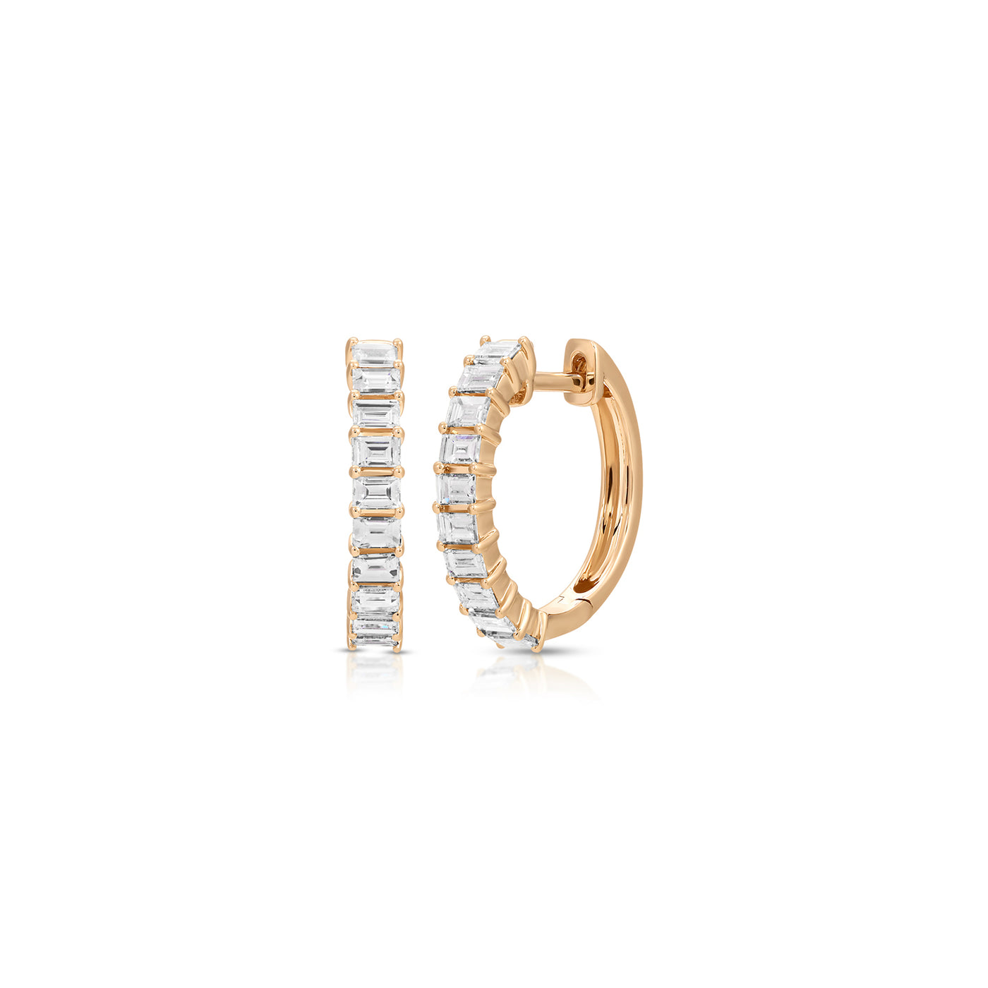 Prong Set Diamond Baguette Hoop Earrings