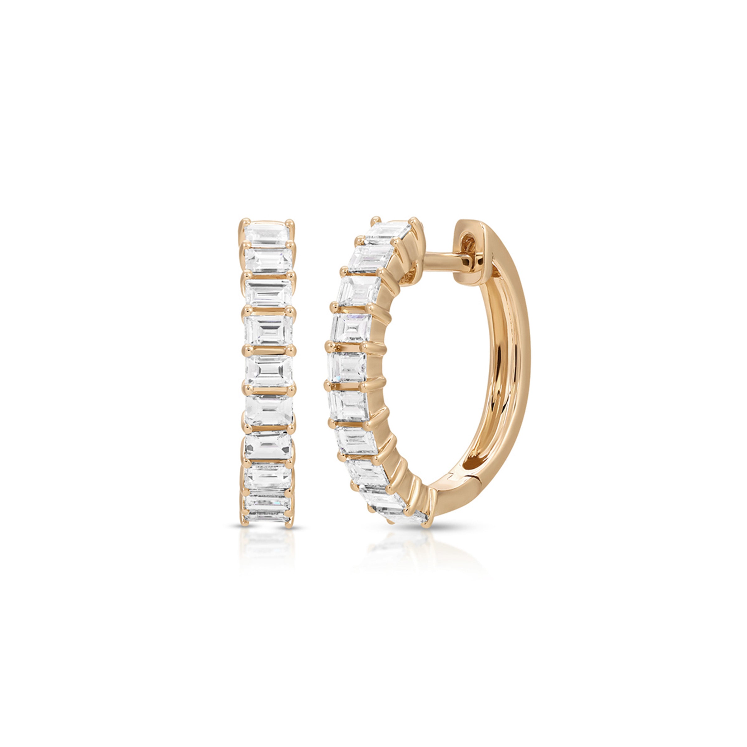 Prong Set Diamond Baguette Hoop Earrings