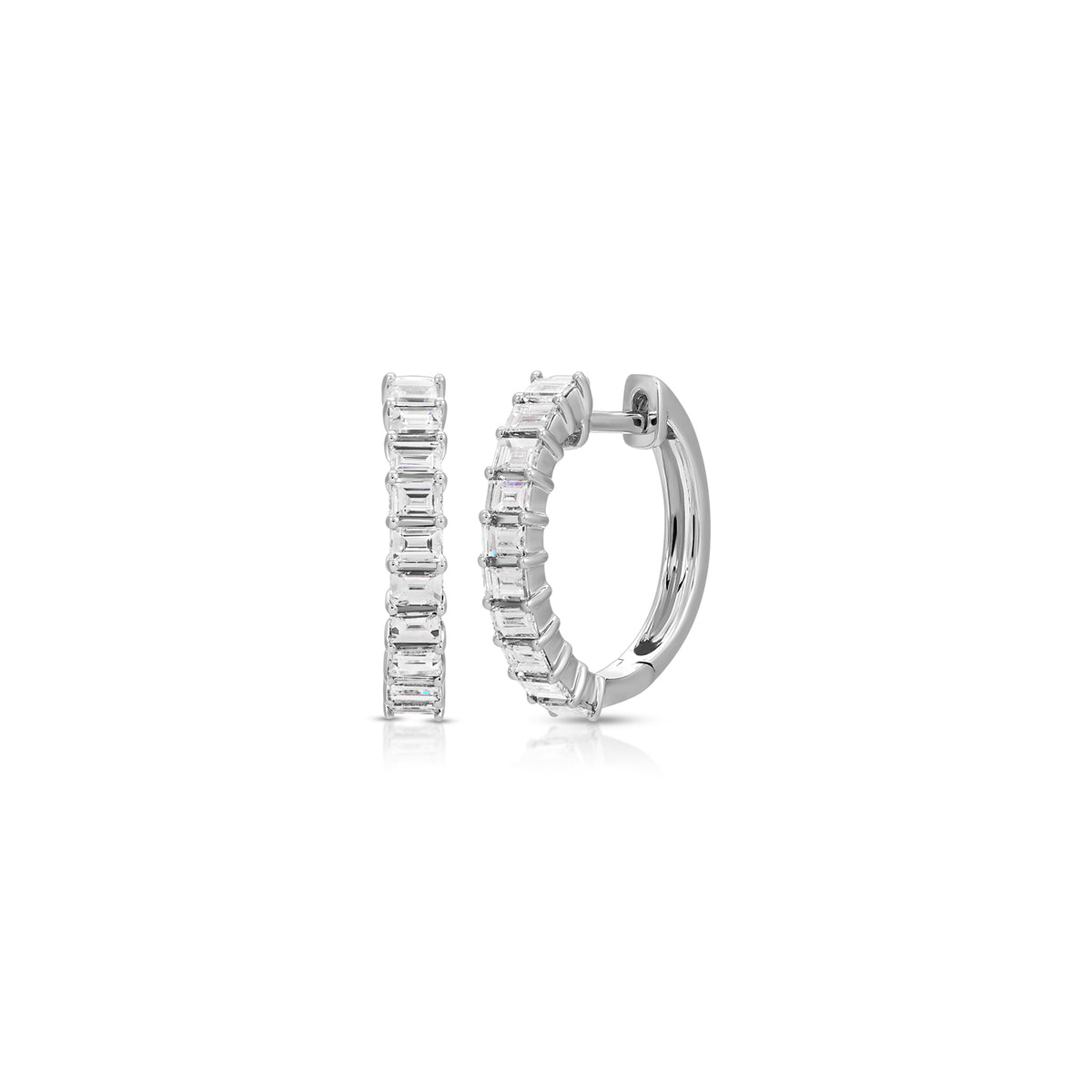 Prong Set Diamond Baguette Hoop Earrings