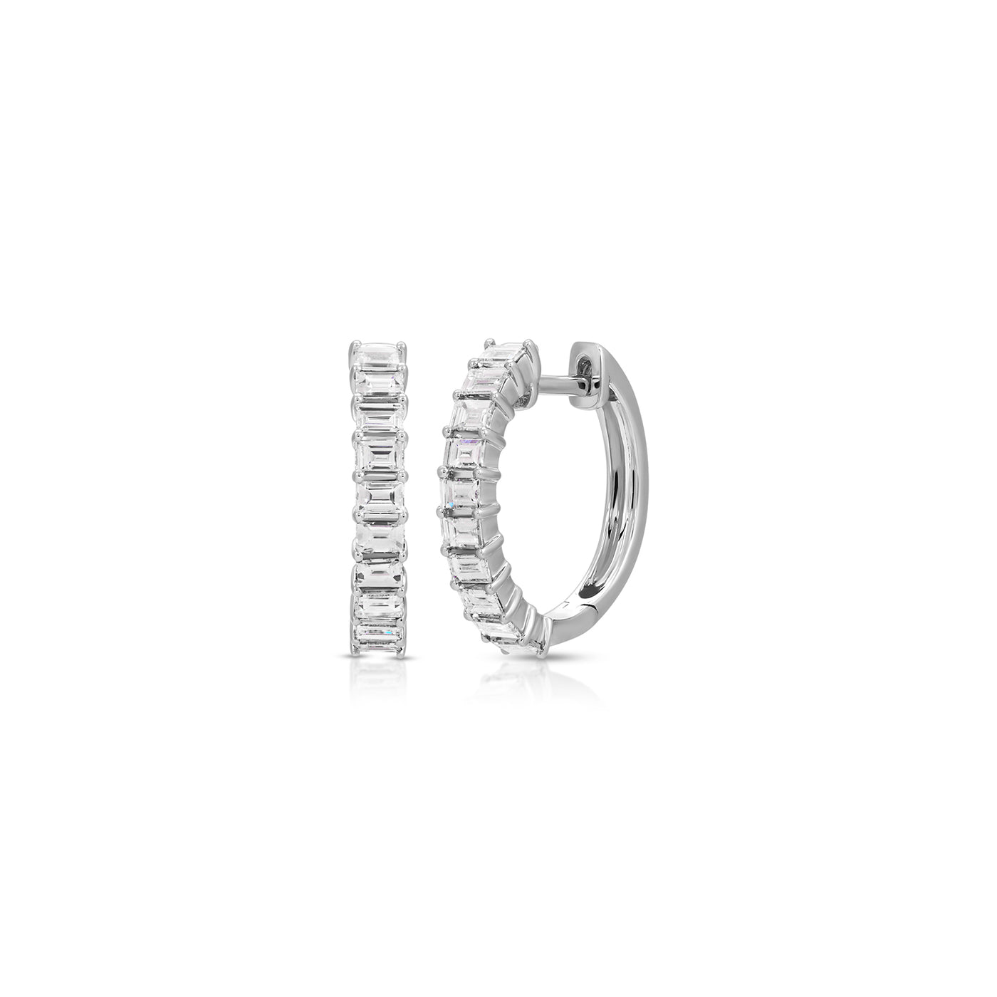 Prong Set Diamond Baguette Hoop Earrings