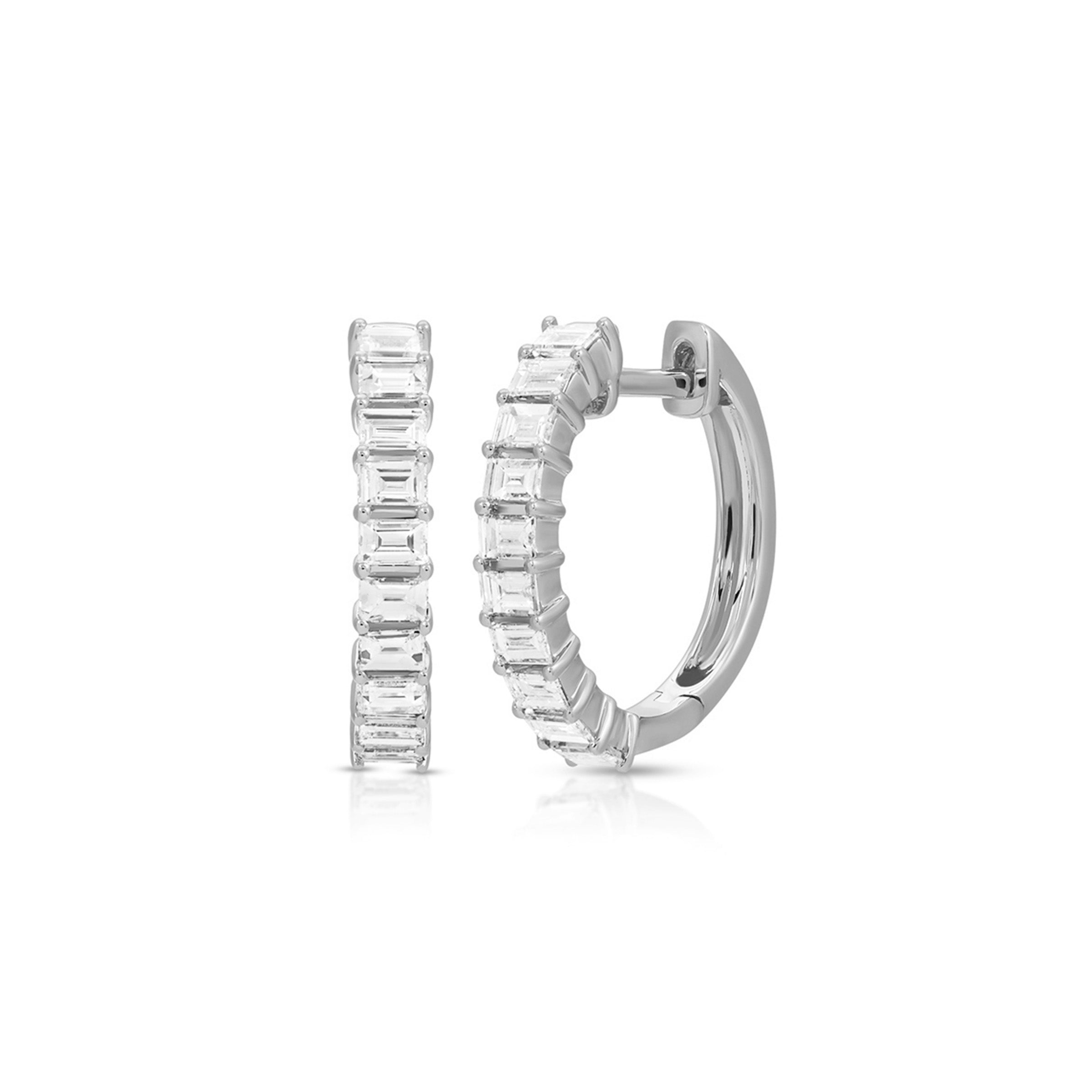 Prong Set Diamond Baguette Hoop Earrings