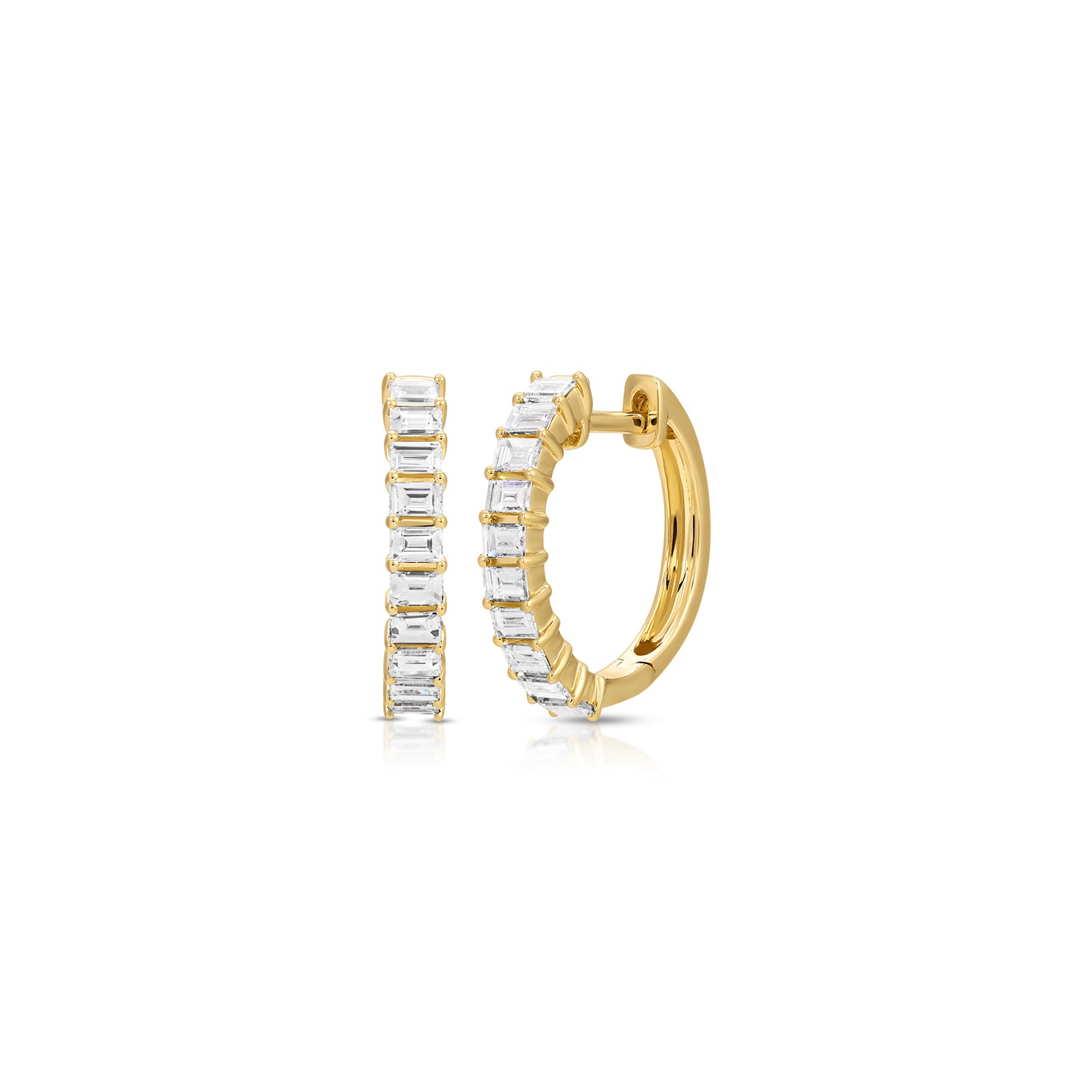 Prong Set Diamond Baguette Hoop Earrings