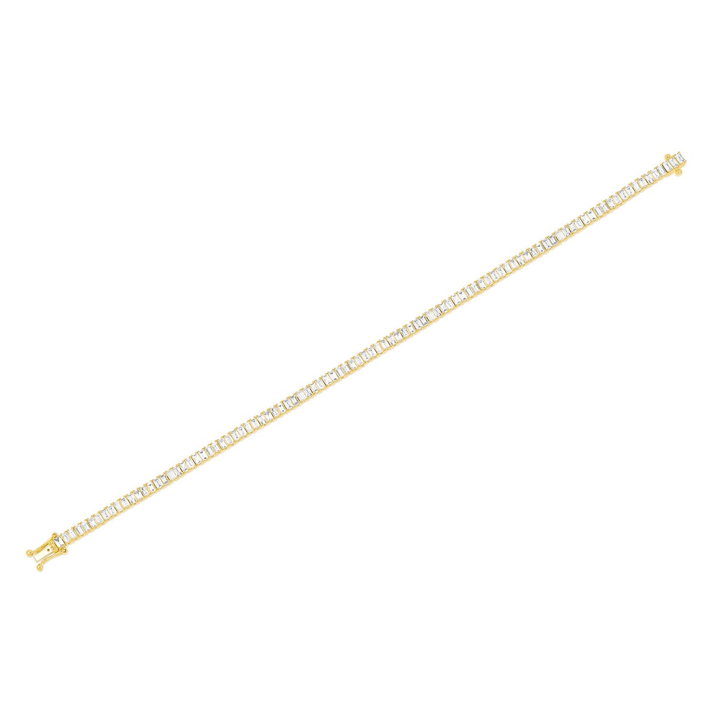 Prong Set Diamond Baguette Eternity Bracelet in 14k yellow gold