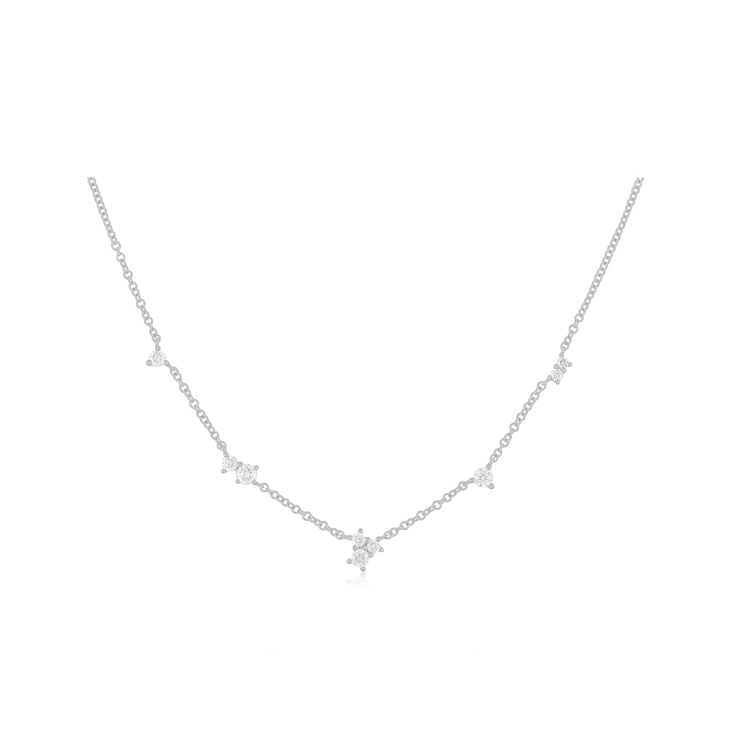 Multi Diamond Cluster Necklace in 14k white gold