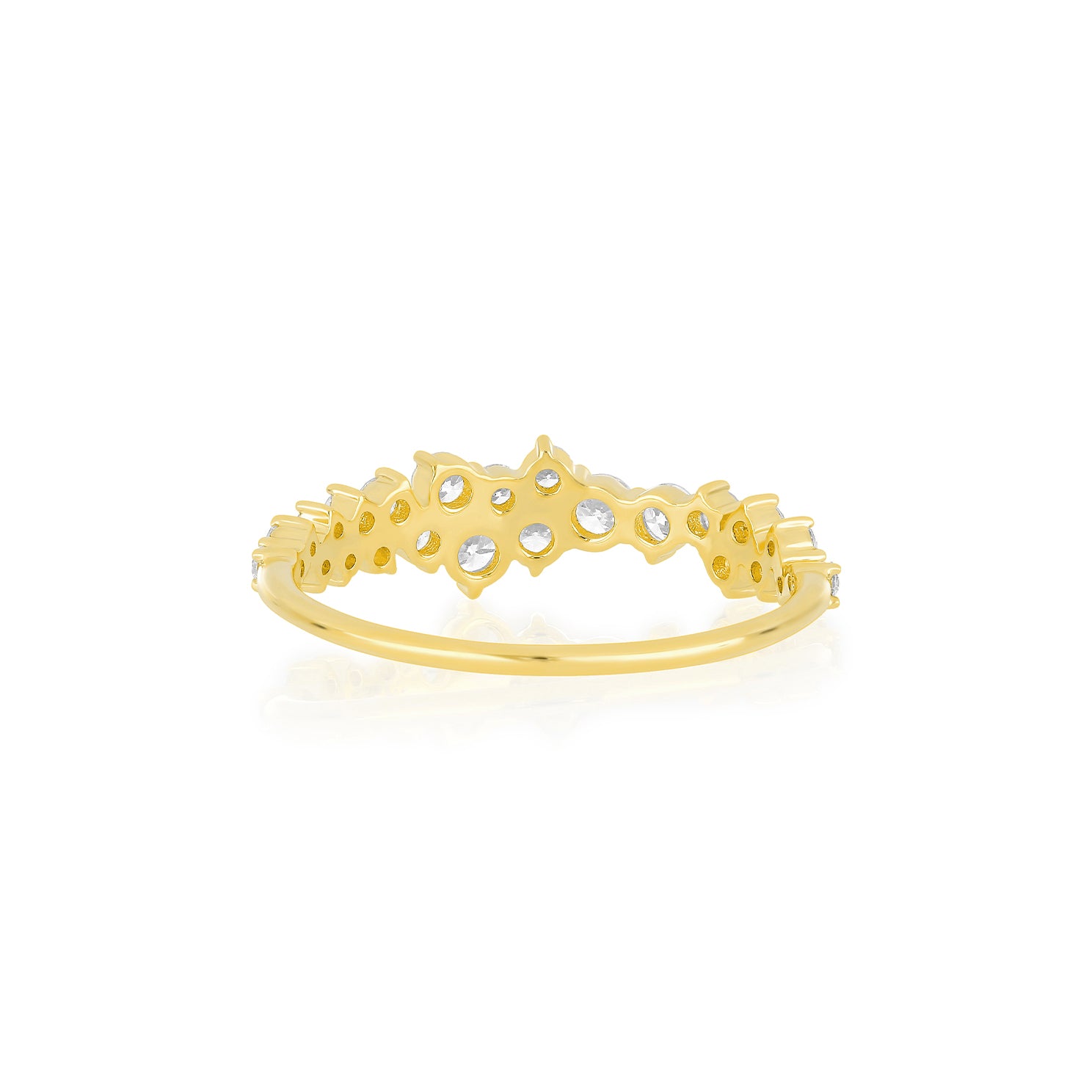 Diamond Cluster Ring in 14k yellow gold back side view
