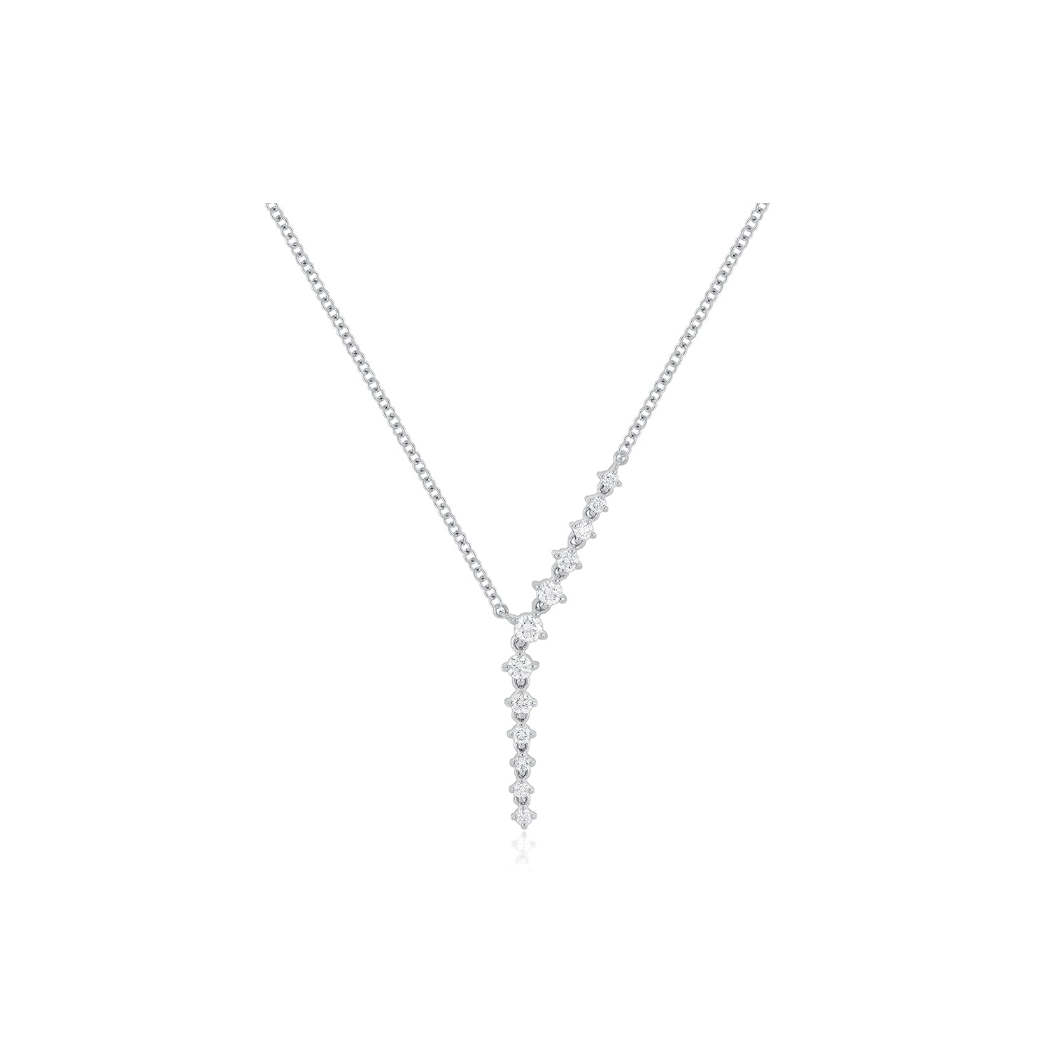 Prong Set Diamond Waterfall Necklace in 14k white gold