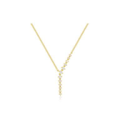 Prong Set Diamond Waterfall Necklace in 14k yellow gold