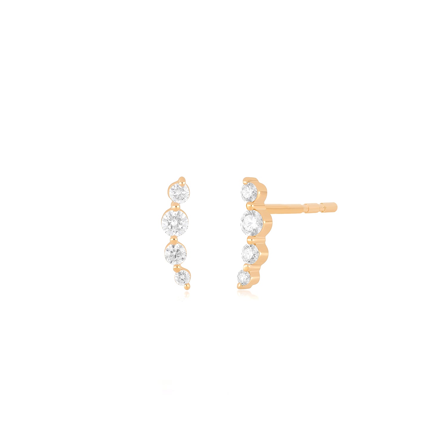 Prong Set Diamond Arc Stud Earrings in 14k rose gold