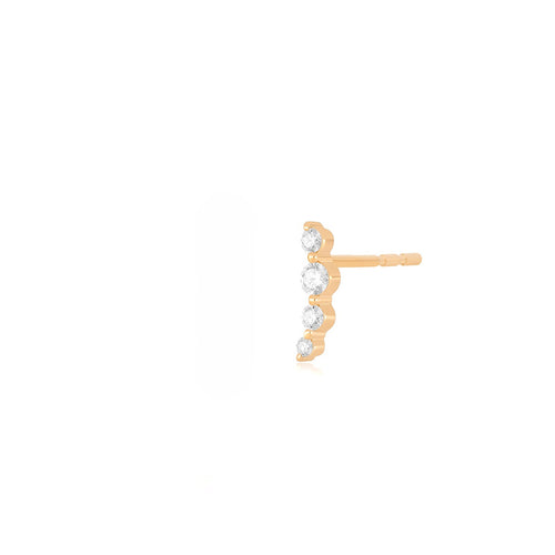 Prong Set Diamond Arc Stud Earring