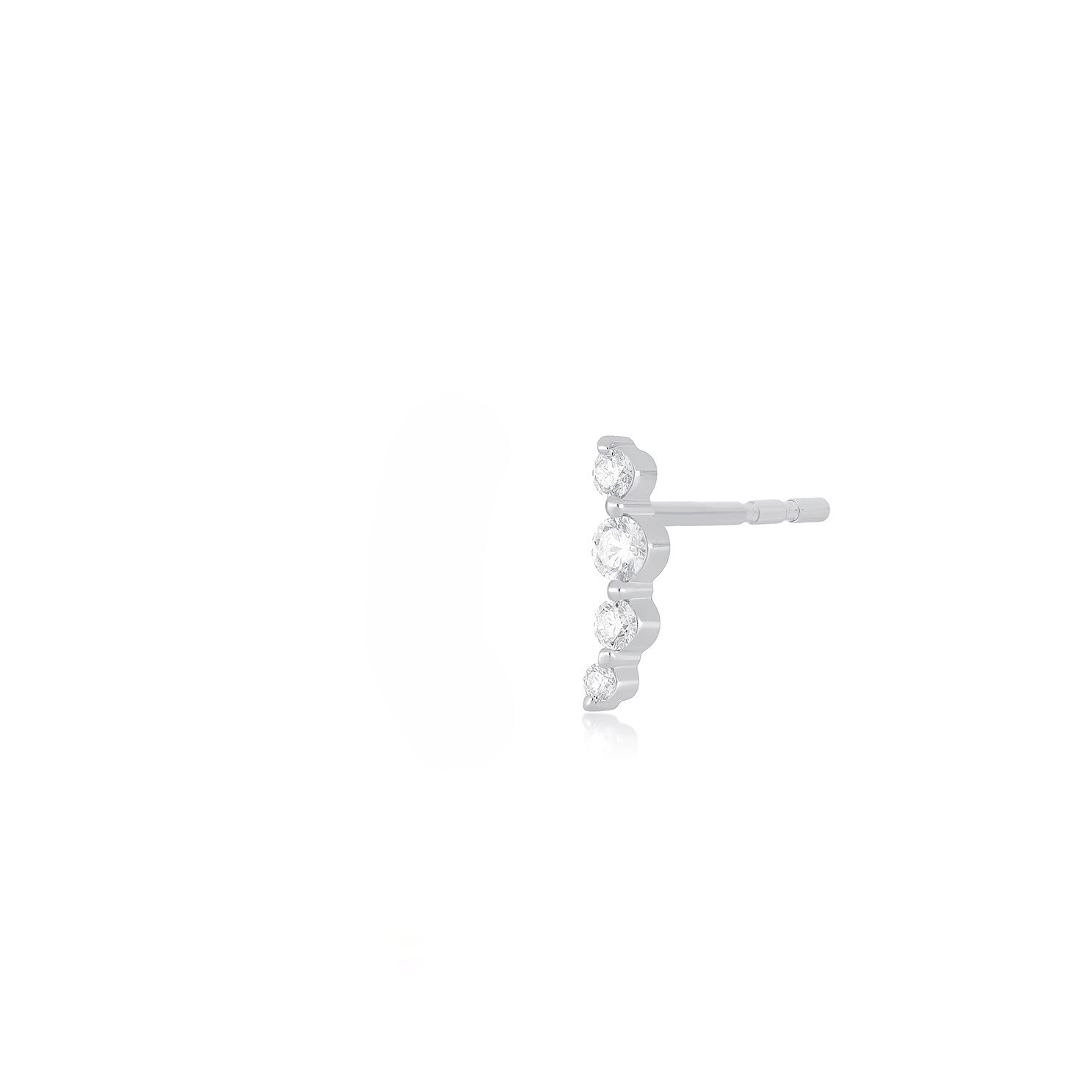 Prong Set Diamond Arc Stud Earring