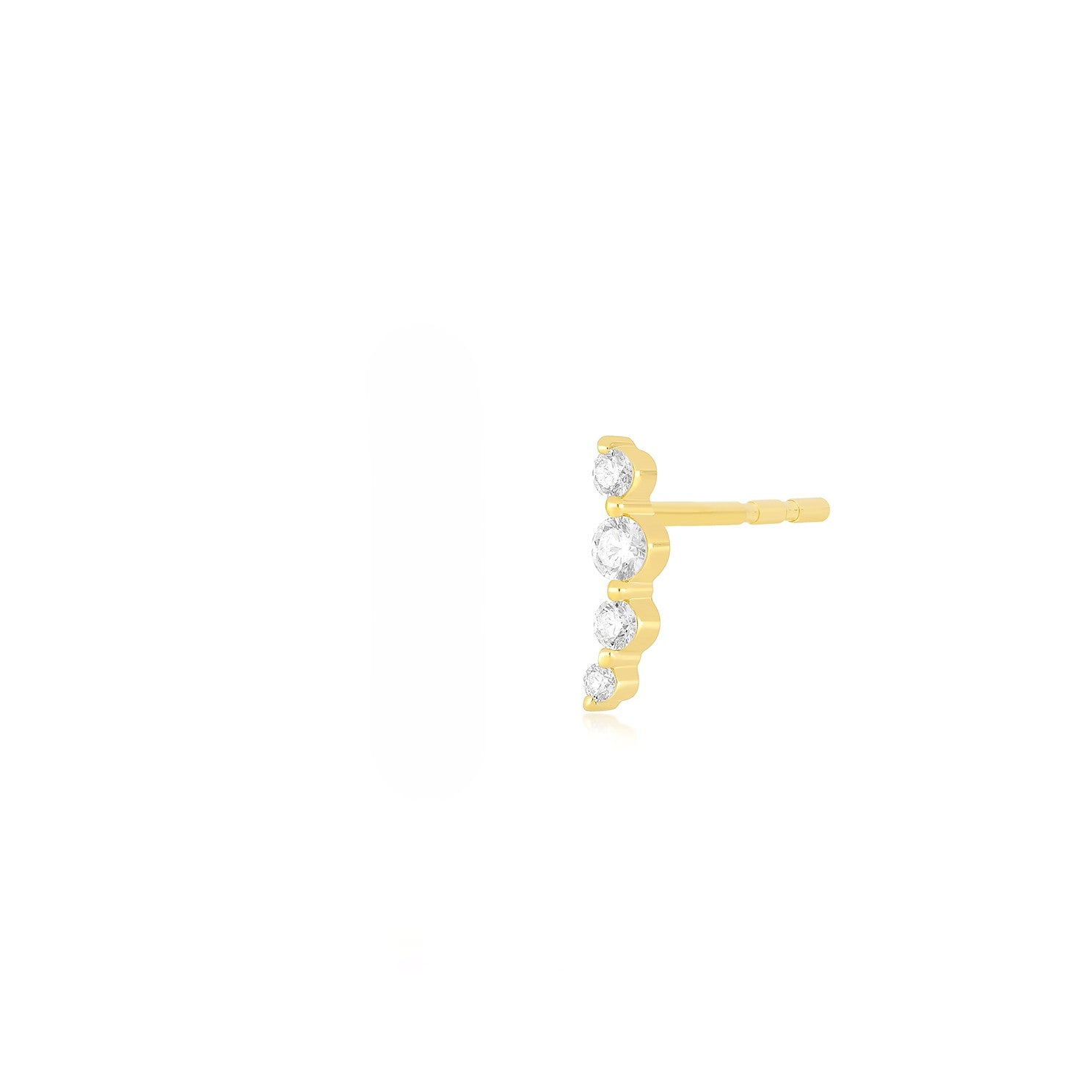 Prong Set Diamond Arc Stud Earring