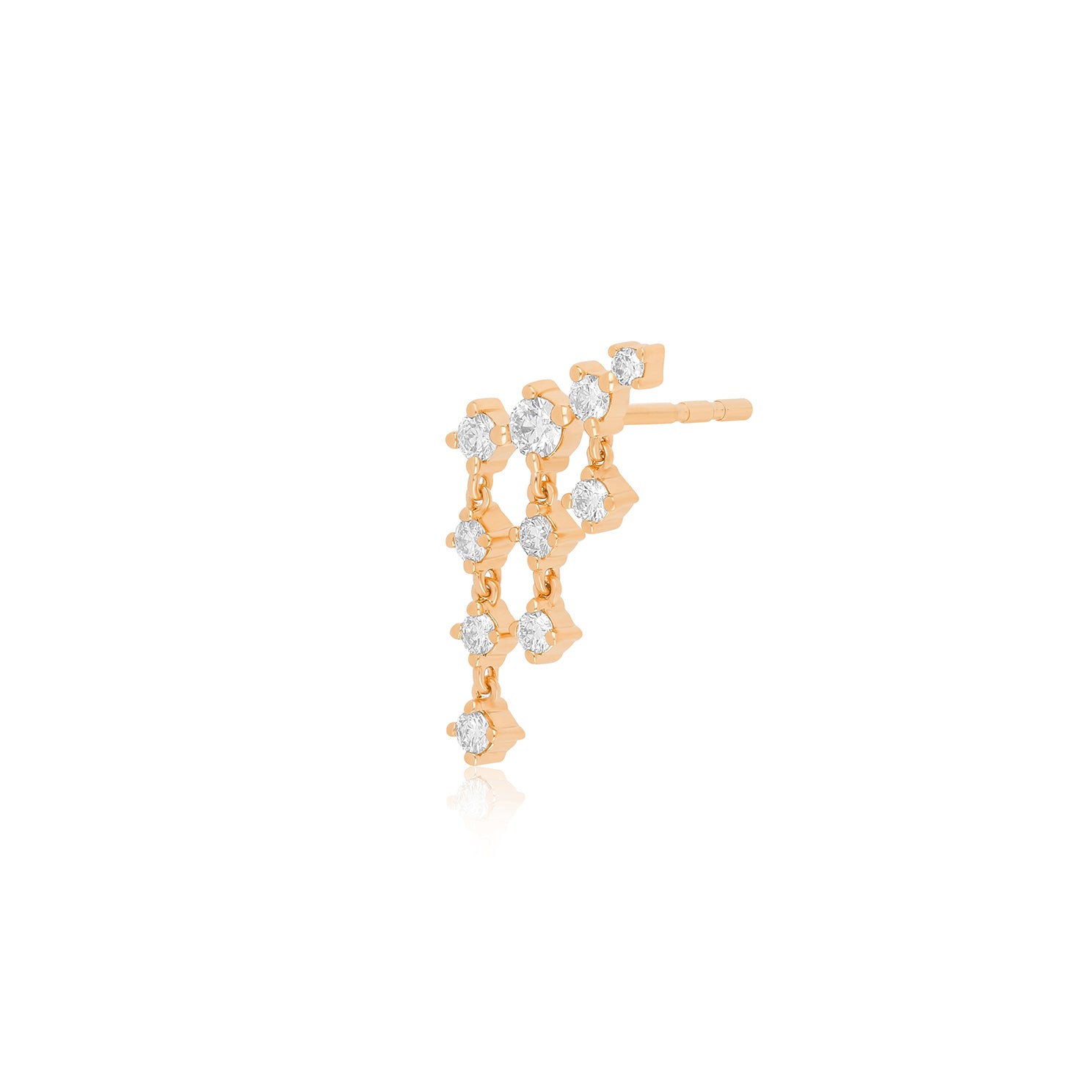 Diamond Drip Stud Earring in 14k rose gold