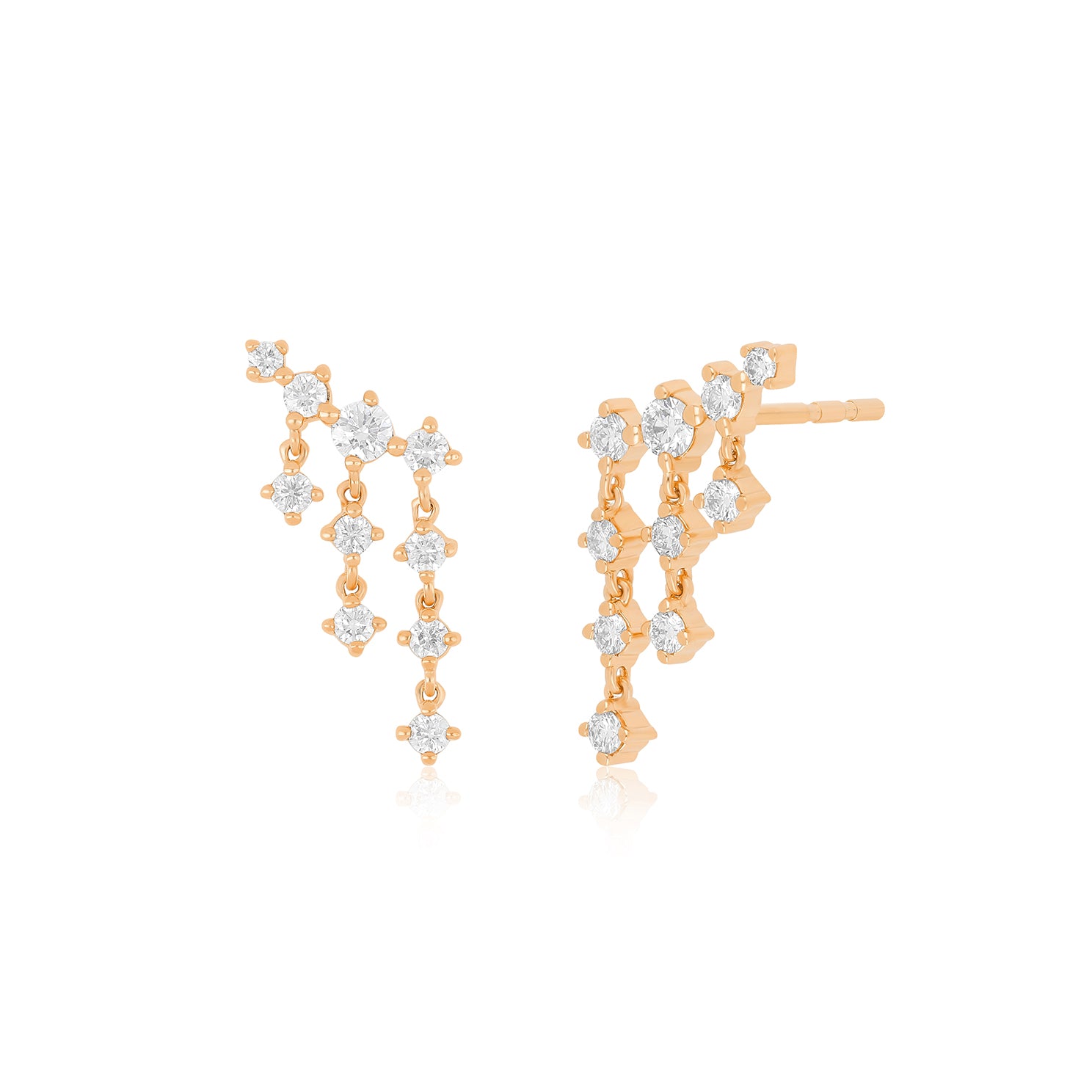 Diamond Drip Stud Earrings in 14k rose gold