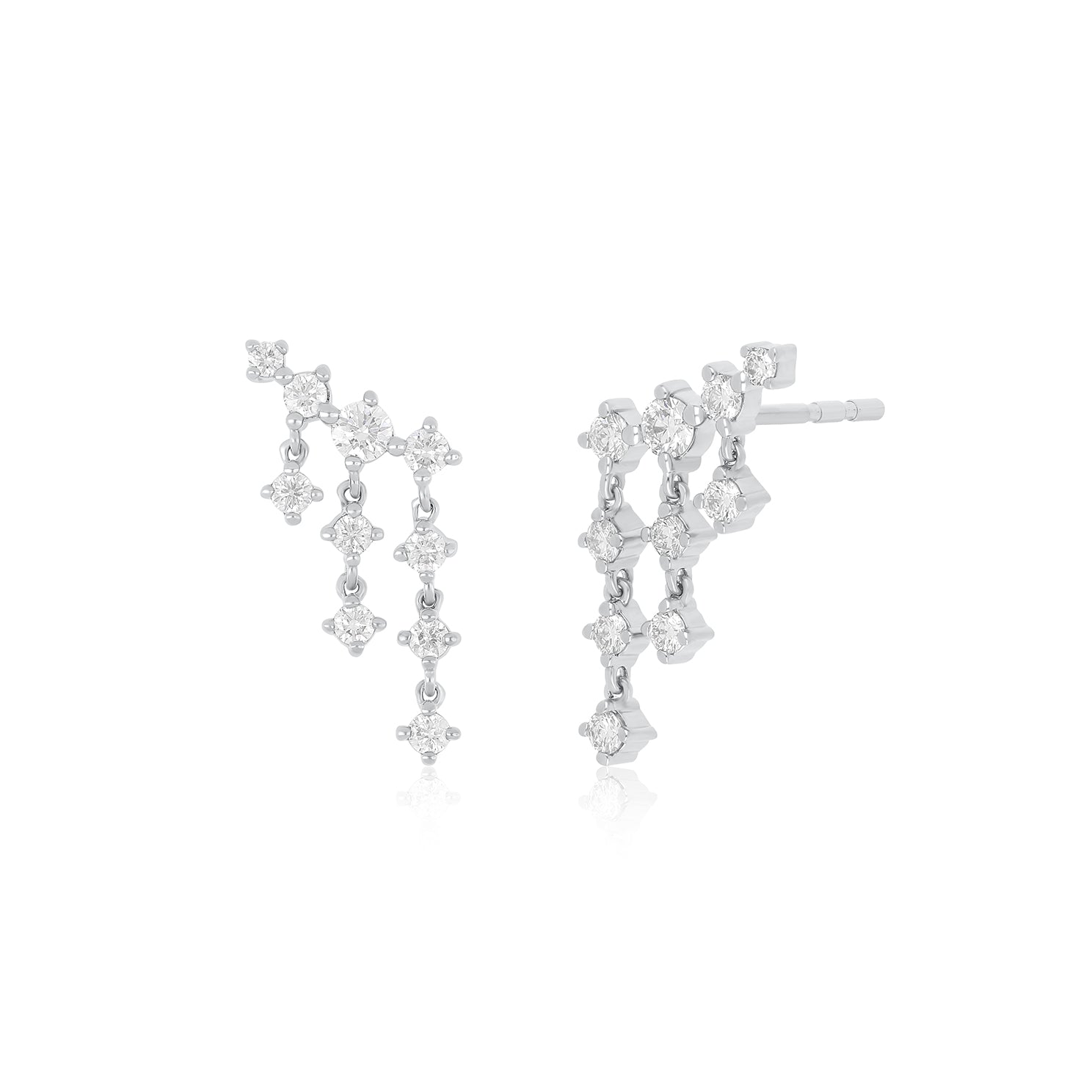 Diamond Drip Stud Earrings in 14k white gold