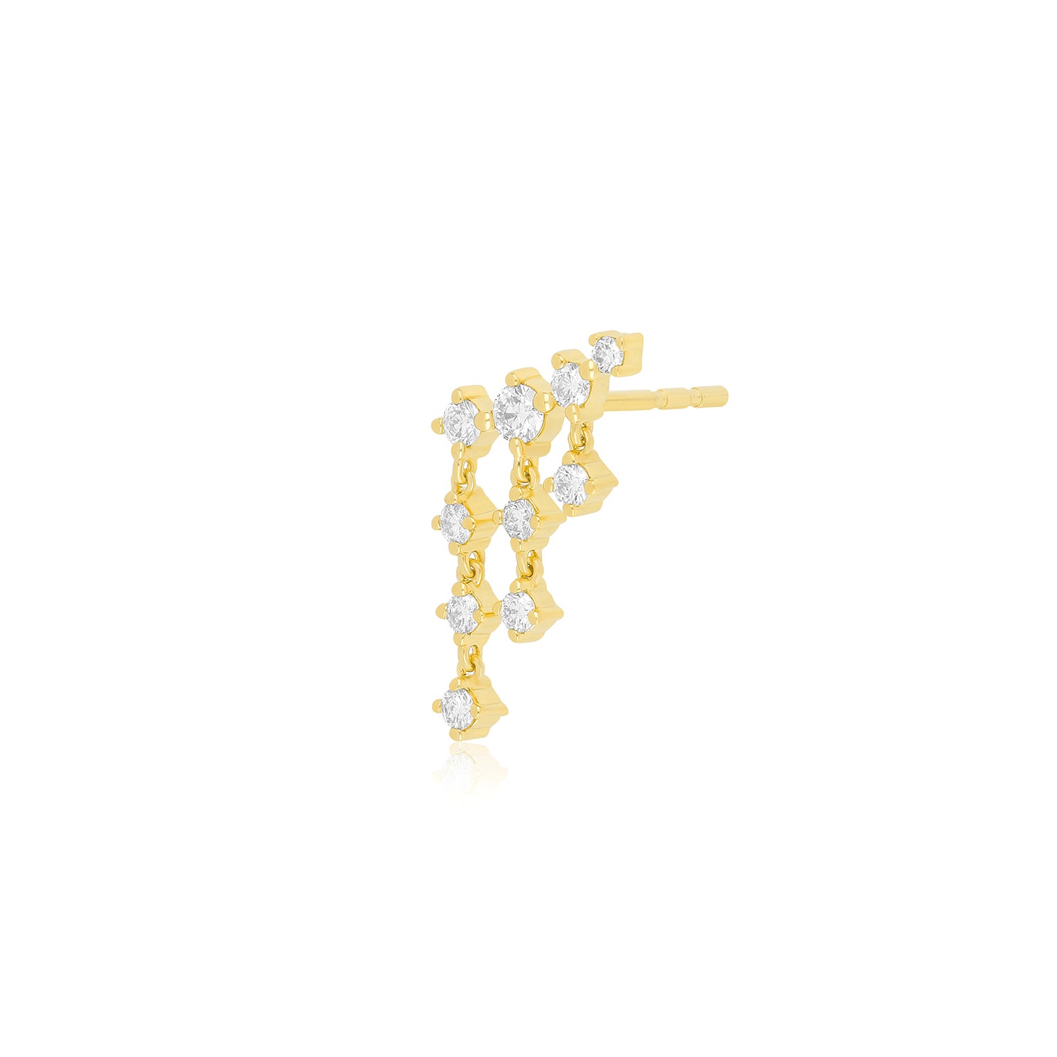 Diamond Drip Stud Earring in 14k yellow gold