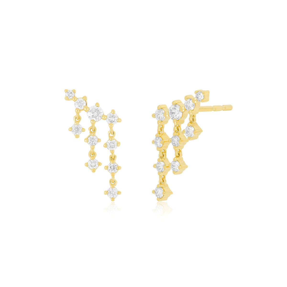 Diamond Drip Stud Earring | 14k Gold | EF Collection — EF Collection®