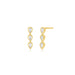 Bezel Set Triple Diamond Pear Stud Earrings in 14k yellow gold