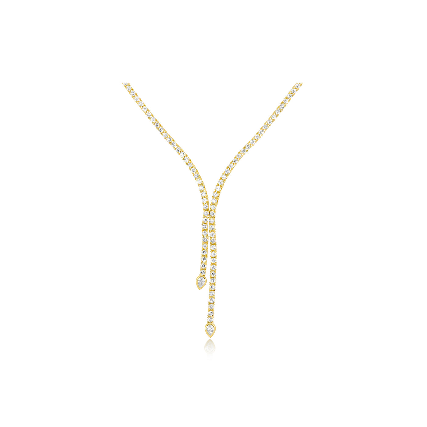 Diamond Lily Necklace in 14k yellow gold view of bottom of necklace