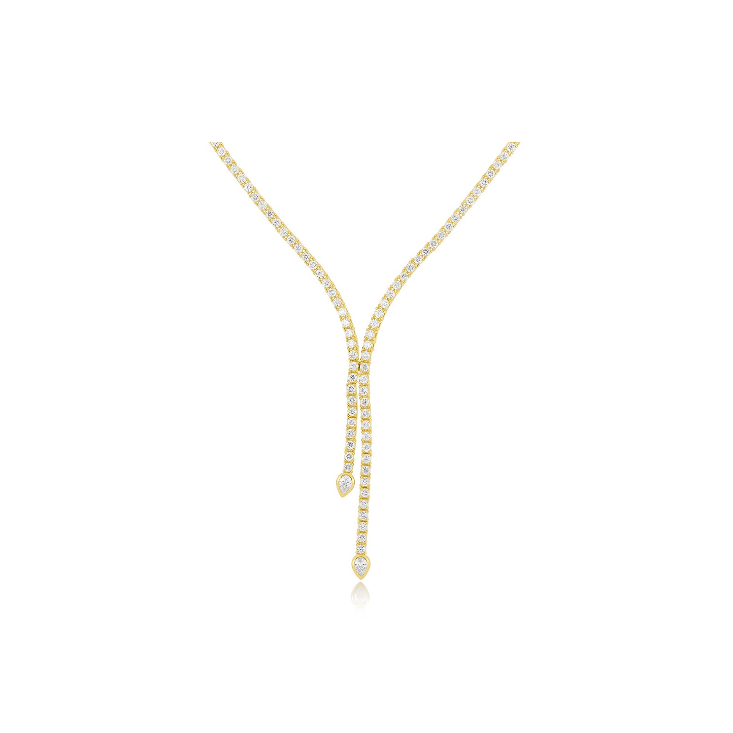 Diamond Lily Necklace in 14k yellow gold view of bottom of necklace