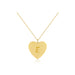 Gold Jumbo Heart Necklace in 14k yellow gold engraved with the initial E