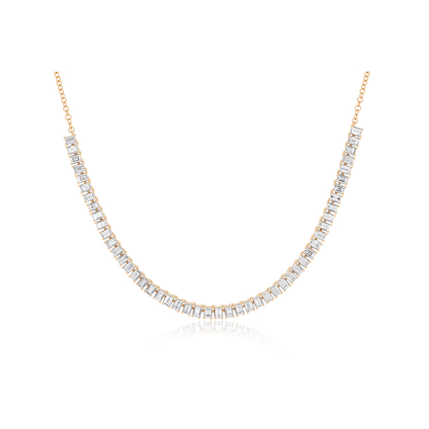 Prong Set Diamond Baguette Segment Necklace