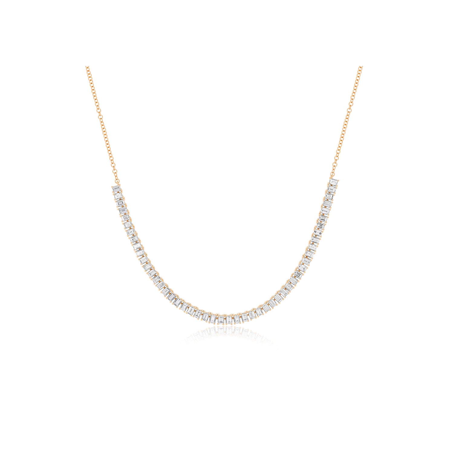 Prong Set Diamond Baguette Segment Necklace