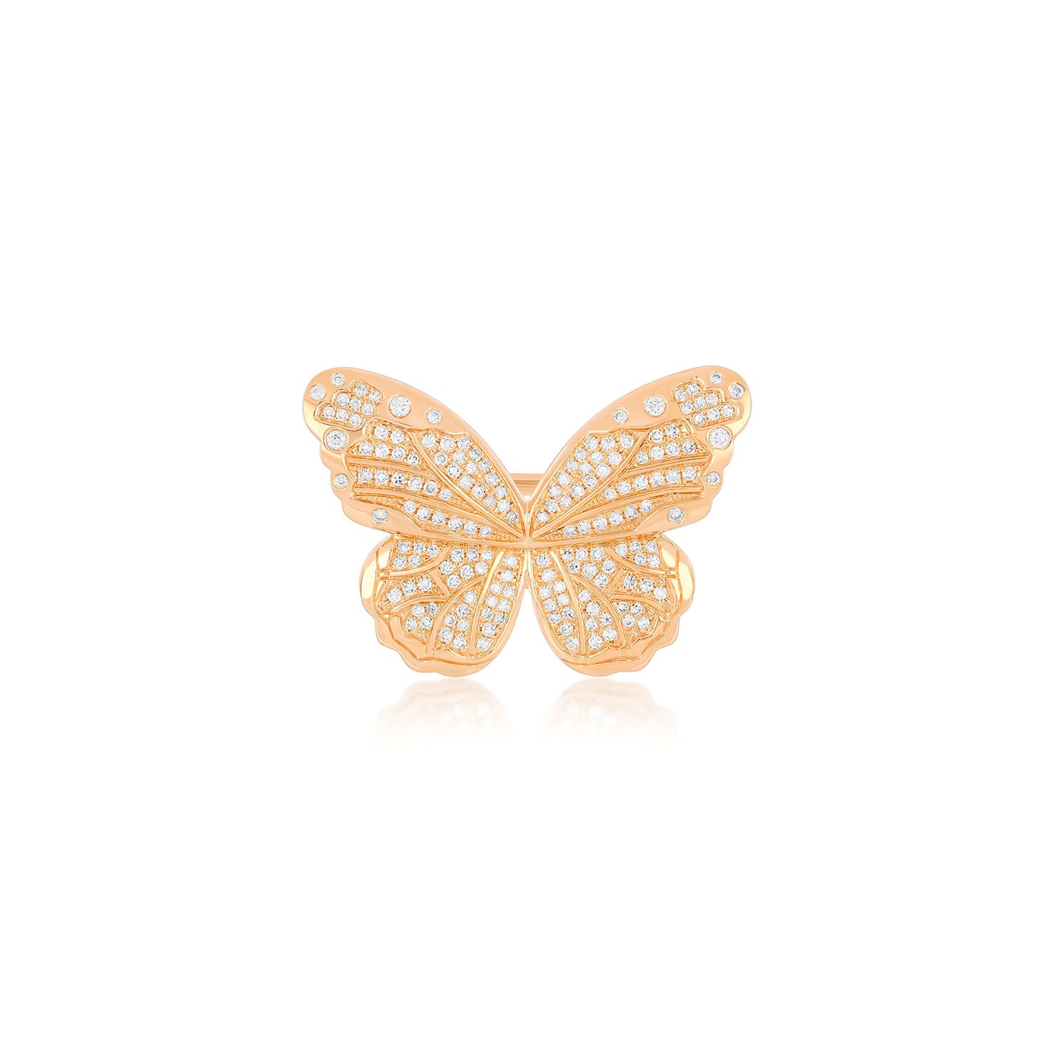 Pavé Diamond Jumbo Butterfly Ring in 14k rose gold