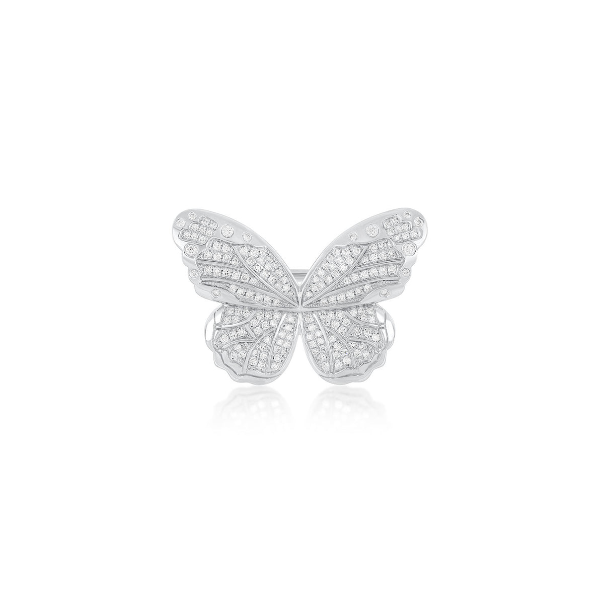 Pavé Diamond Jumbo Butterfly Ring in 14k white gold