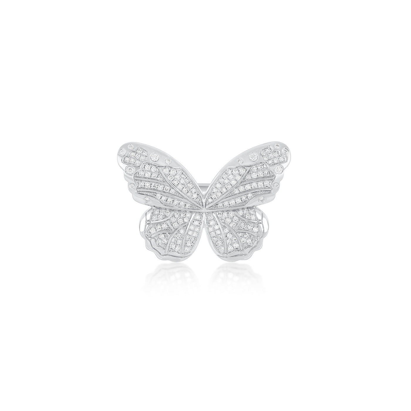 Pavé Diamond Jumbo Butterfly Ring in 14k white gold