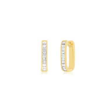 Diamond Baguette Jumbo Lola Hoop Earring in 14k yellow gold