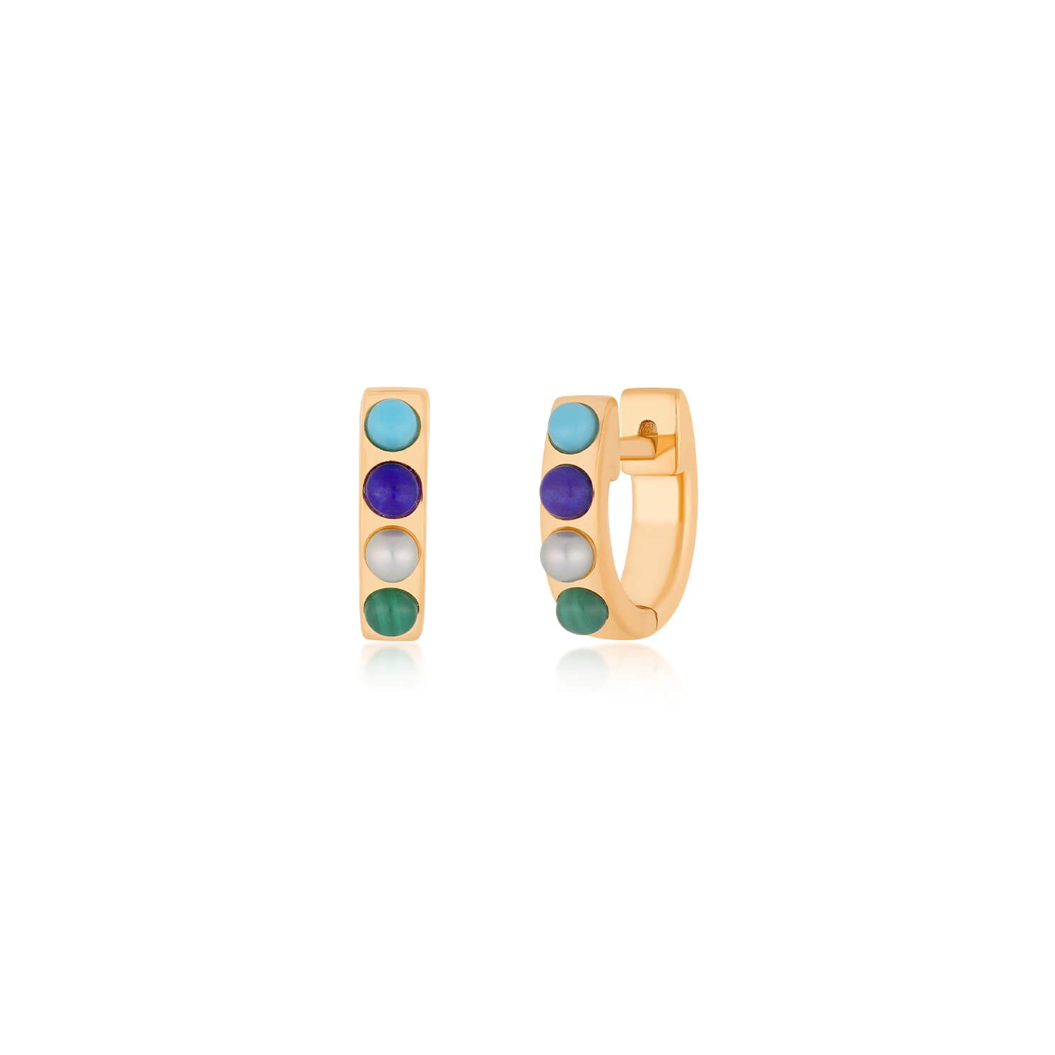 Seaside Stone Mini Huggie Earring in 14k rose gold