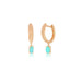 Turquoise Oval Drop Gold Dome Huggie Earring in 14k rose gold