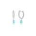 Turquoise Oval Drop Gold Dome Huggie Earring in 14k white gold