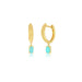 Turquoise Oval Drop Gold Dome Huggie Earring in 14k yellow gold