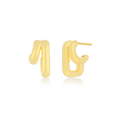 Double Gold Jumbo Huggie Earring in 14k yellow gold
