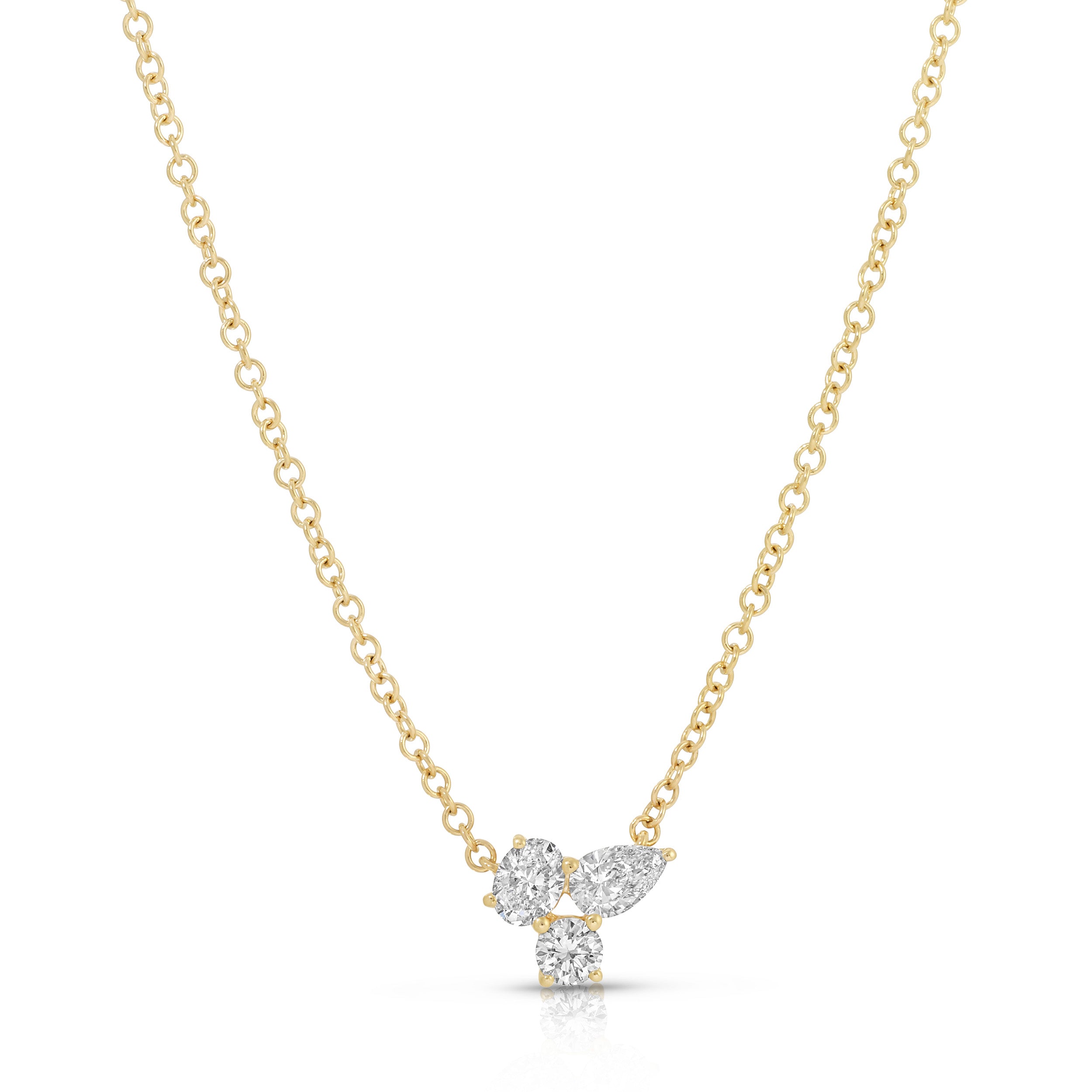 Triple Diamond Cluster Necklace