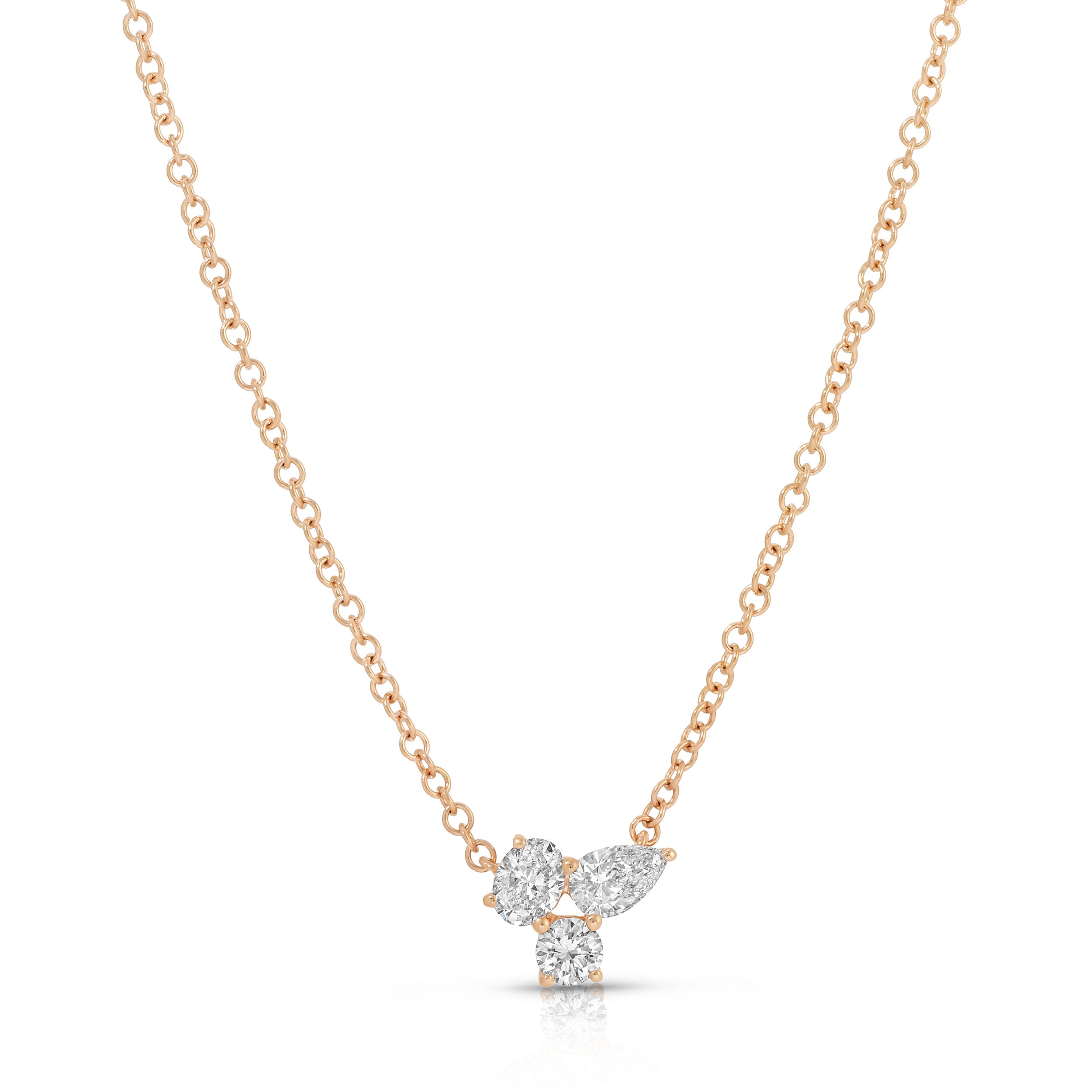 Triple Diamond Cluster Necklace