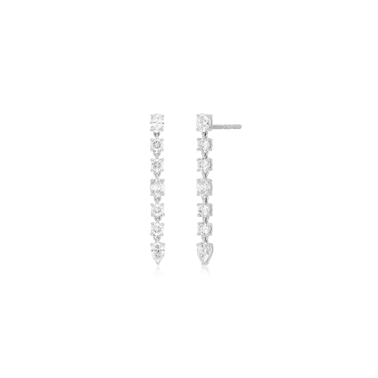 Diamond Carrie Drop Stud Earring in 14k white gold