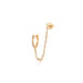 Diamond Mini Huggie & Prong Set Chain Stud Earring in 14k rose gold