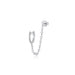 Diamond Mini Huggie & Prong Set Chain Stud Earring in 14k white gold