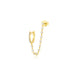 Diamond Mini Huggie & Prong Set Chain Stud Earring in 14k yellow gold