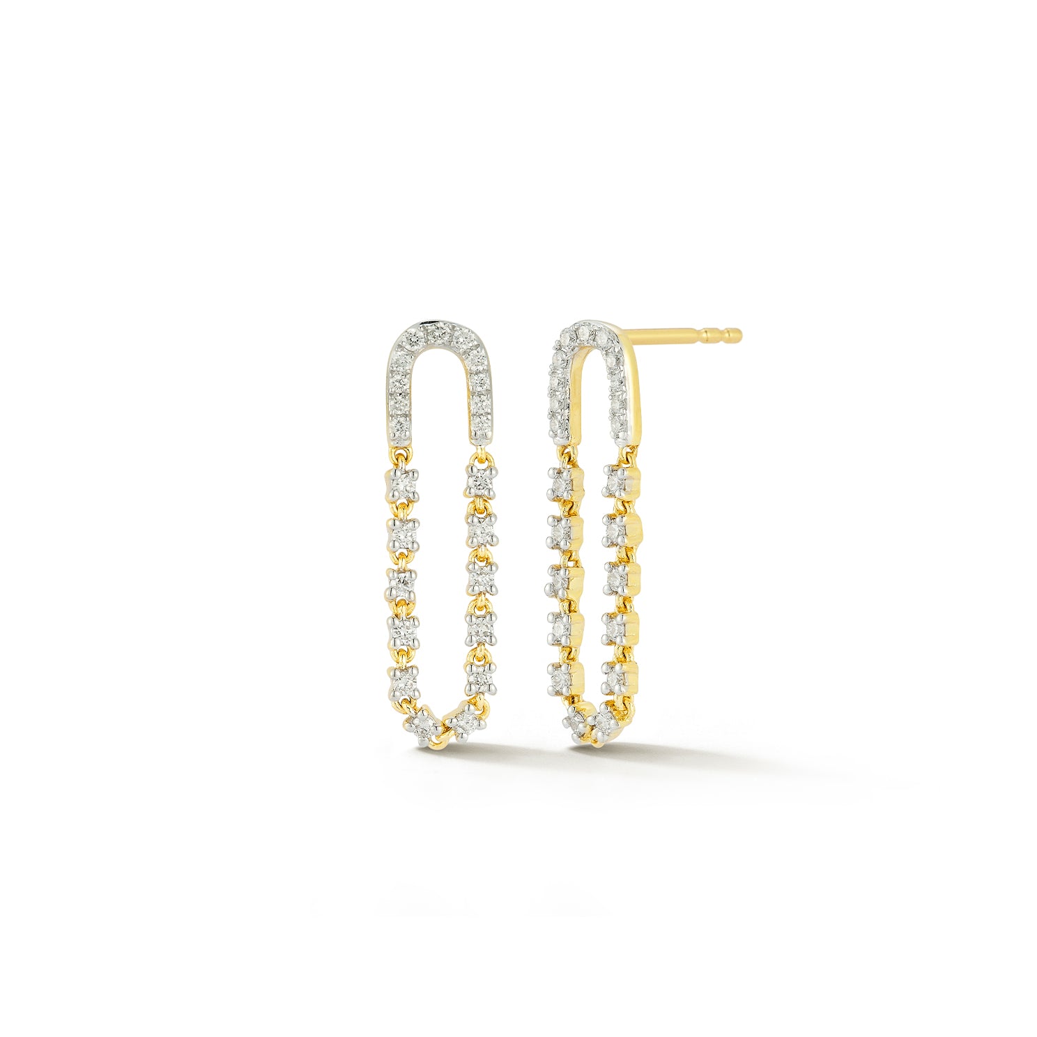 Diamond Loop Chain Stud Earring in 14k yellow gold